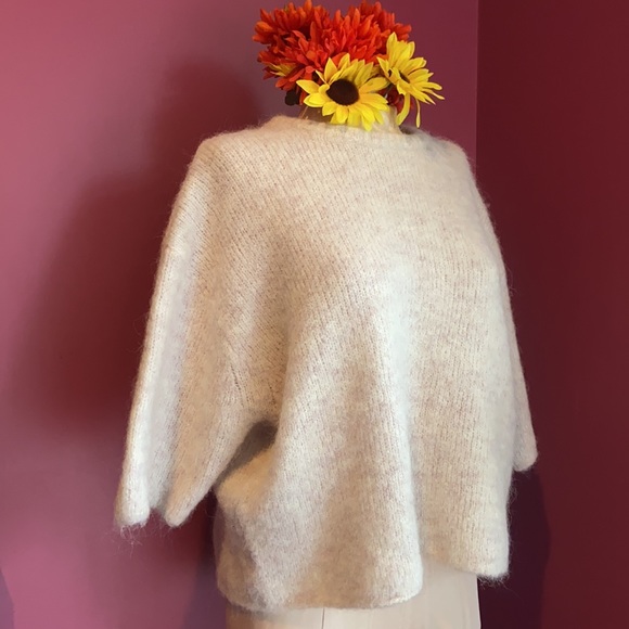 Zara Sweaters - Zara Alpaca Wool Blend Short Sleeve Oversized Oatmeal Sweater Small